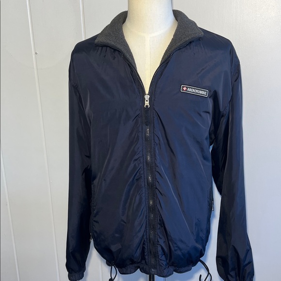 Abercrombie REVERSIBLE Navy Nylon & Grey Fleece Warm Jacket Men's Size Large - Picture 13 of 16